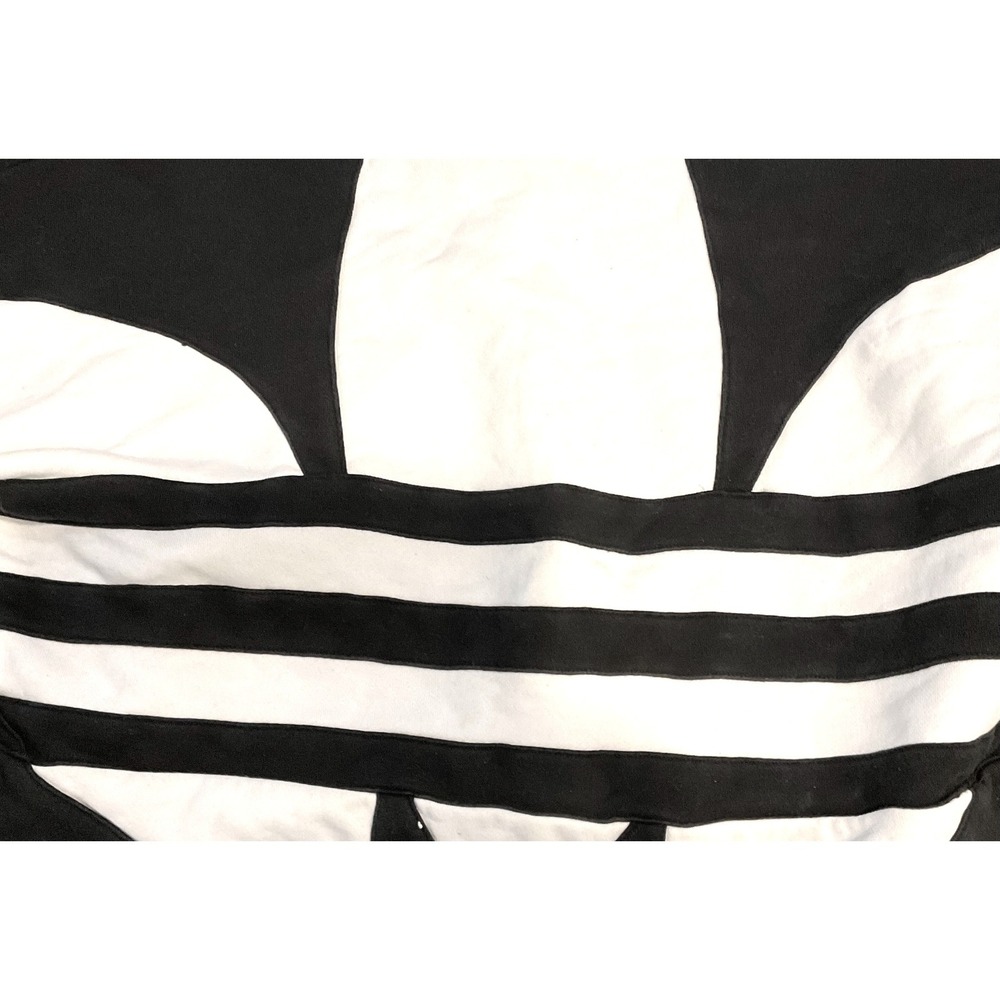 ADIDAS Womens Big Logo Cropped Black White Sweatshirt MED FS1314 cotton Trefoil - Picture 9 of 11